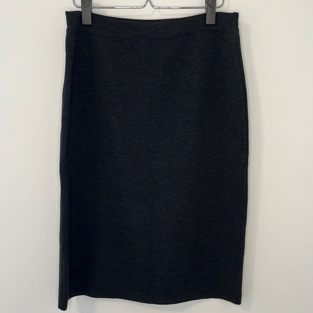 Bally Grey Sweater Knit Virgin Wool Pencil Skirt Sz 8 Made in Italy
